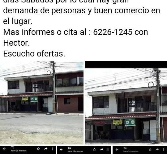 Vendo propiedad 3 locales comerciales y 4 apartamentos ₡100.000.000